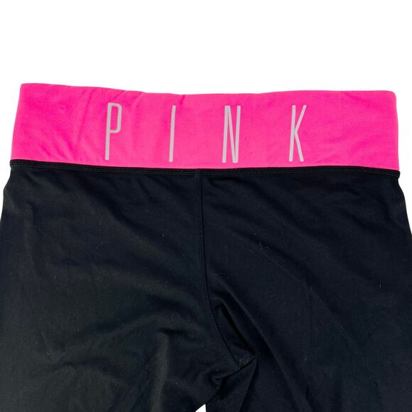VTG Y2K Victoria's Secret PINK LOGO Women's M Fold Over High Waist Full Leggings - Picture 1 of 8